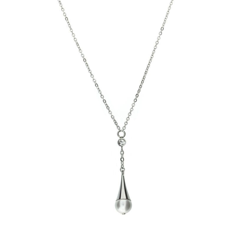 STEELX Simple Modern Y-necklace with Pearl Drop - 9146 - Click Image to Close